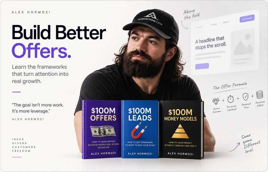 A landing page hero laid out around a single offer, with the above-the-fold structure annotated