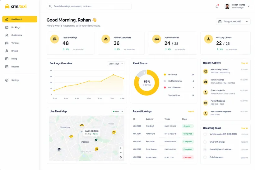 crm.taxi operator dashboard